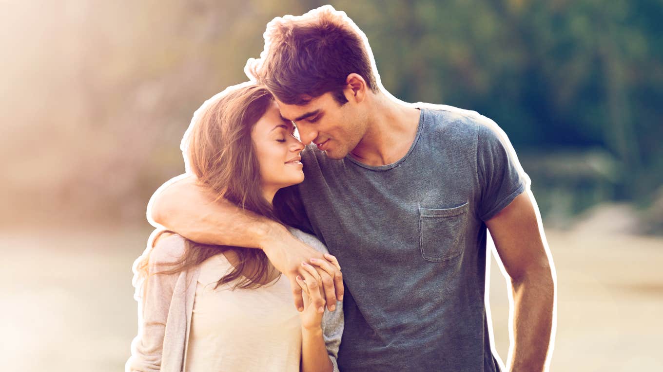 How your brain changes when you're in love Couple in love, unaware of their brain changes, in a field