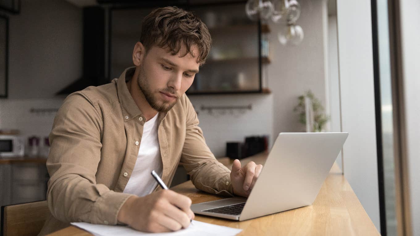 Husband Makes Daily Schedule For His Wife To Help Her Become A Better Wife Husband writing a daily schedule for his wife
