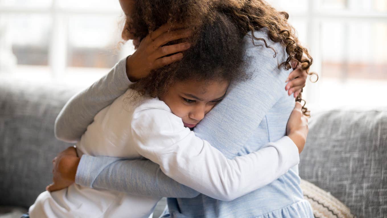Mom Says Stress Is A Perfectly Acceptable Reason For Your Kids To Skip School For A Day Mom hugging her stressed kid