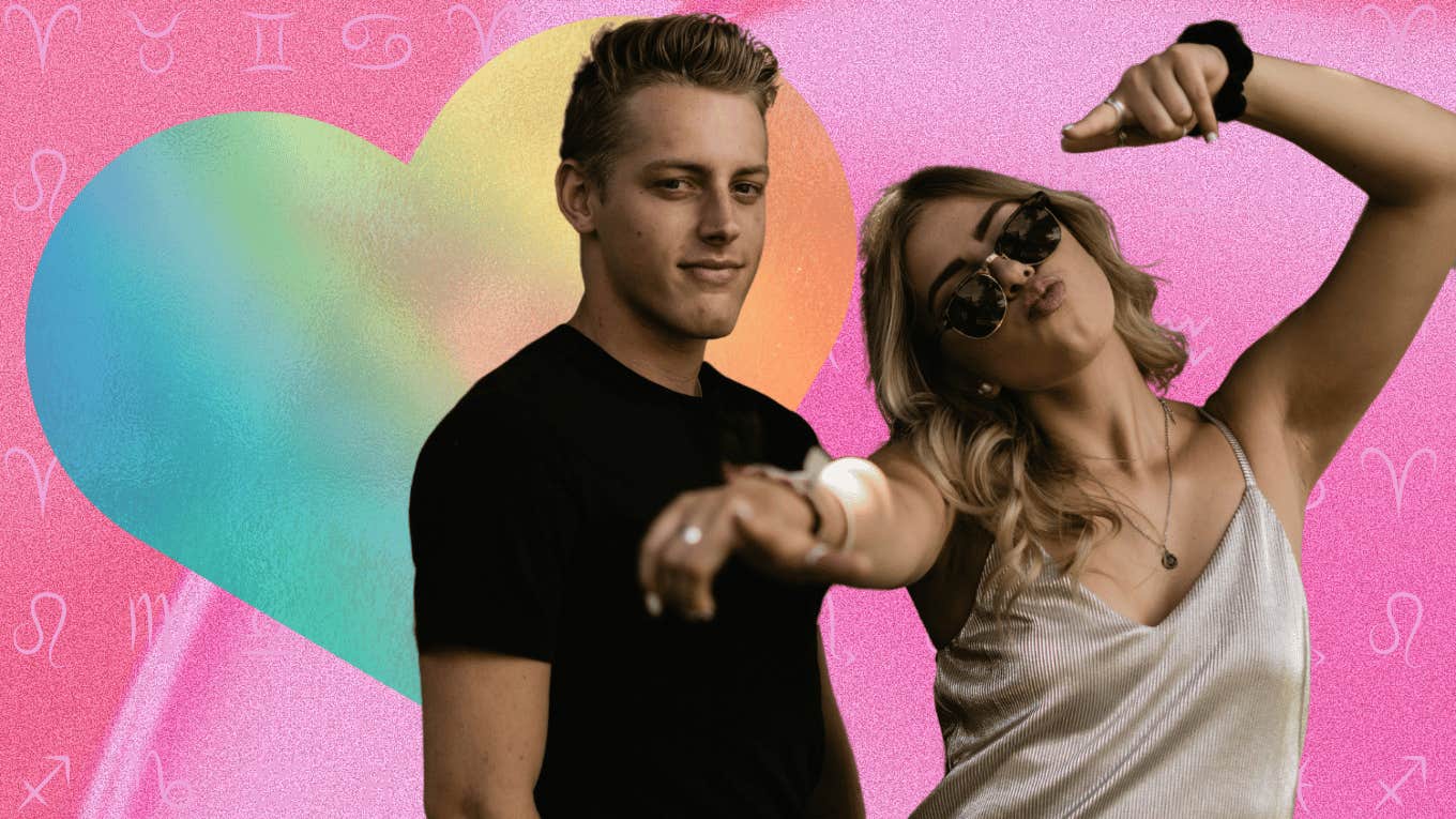 Each Zodiac Sign's Monthly Love Horoscope For February 2025 fun couple with heart zodiac signs monthly love horoscope february 2025