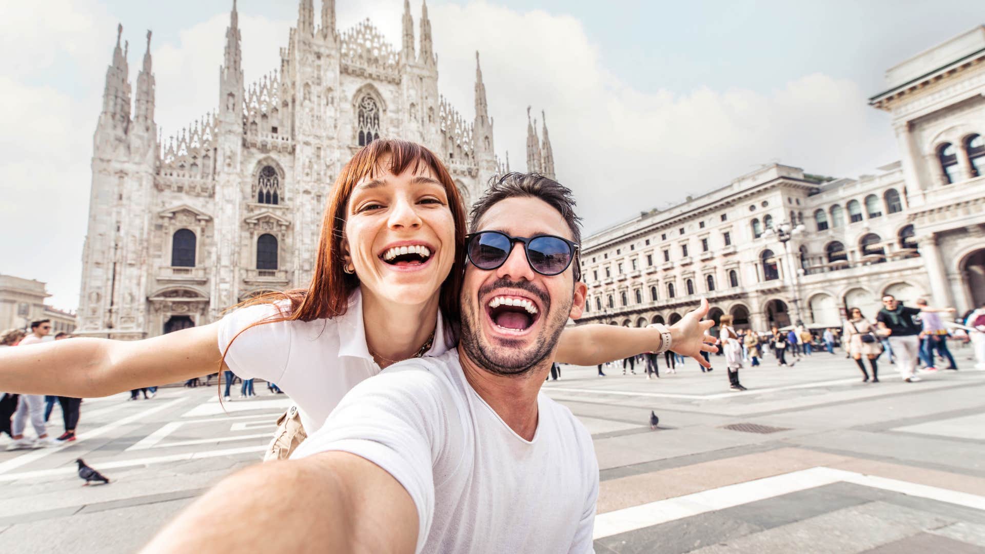 couple smiling on vacation