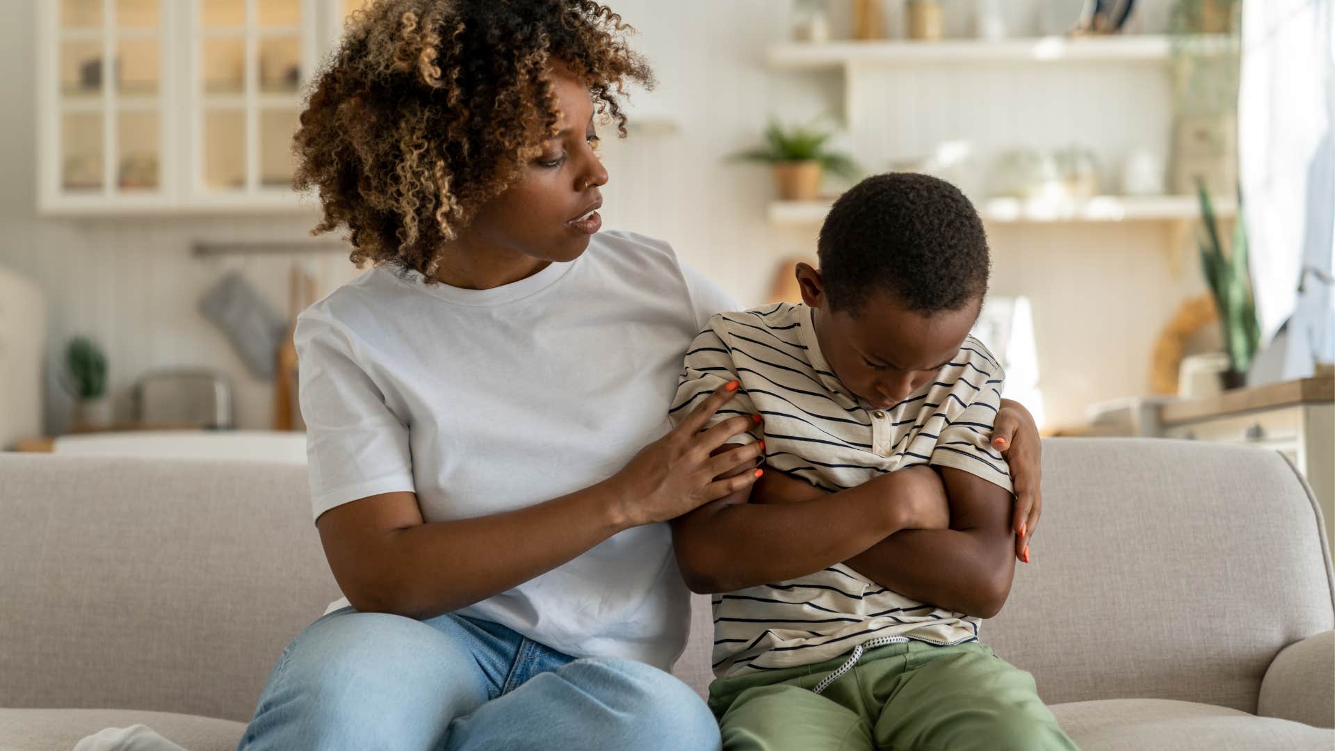 mother tells her son that she was only joking