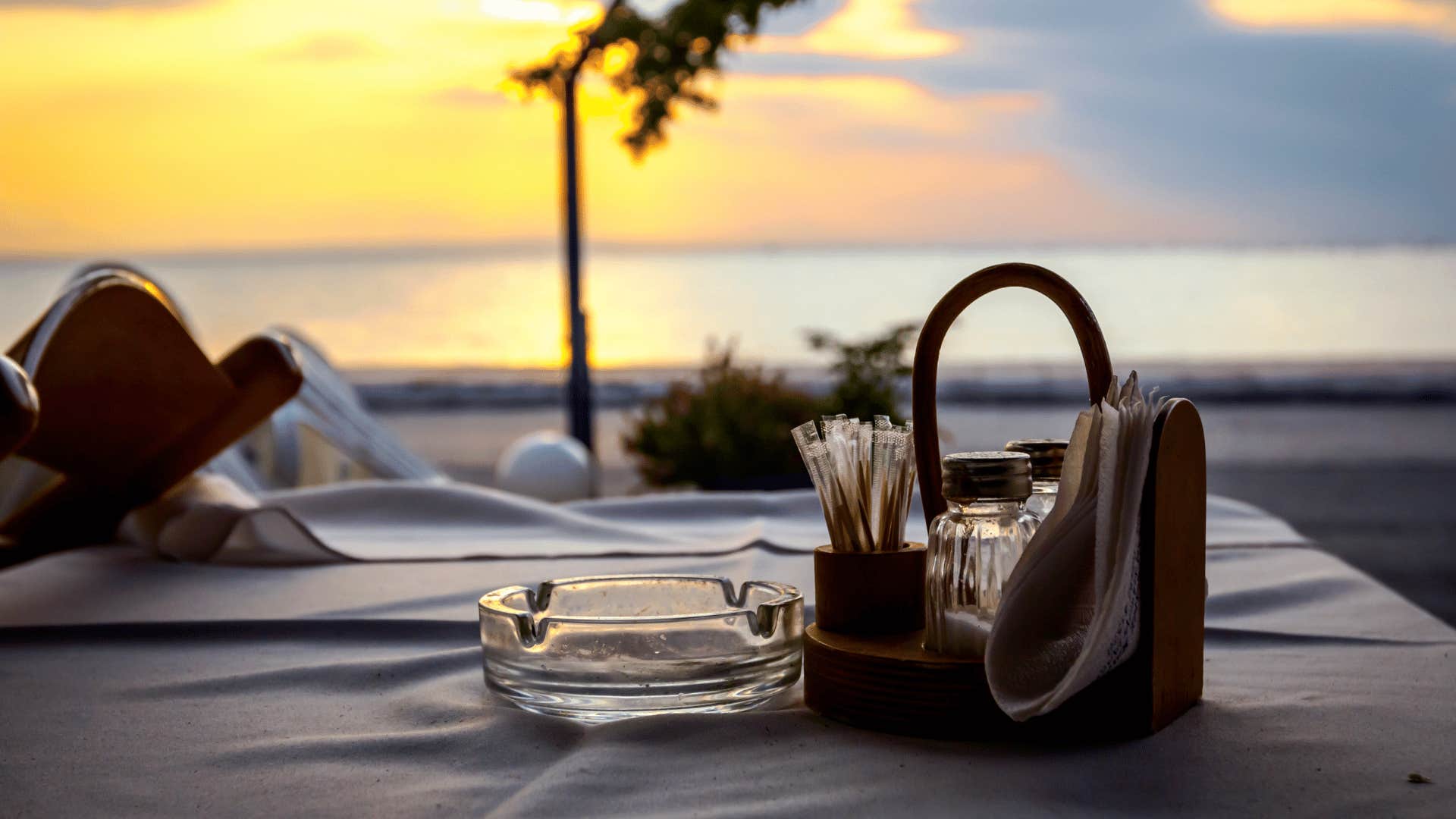 ashtray with greece background