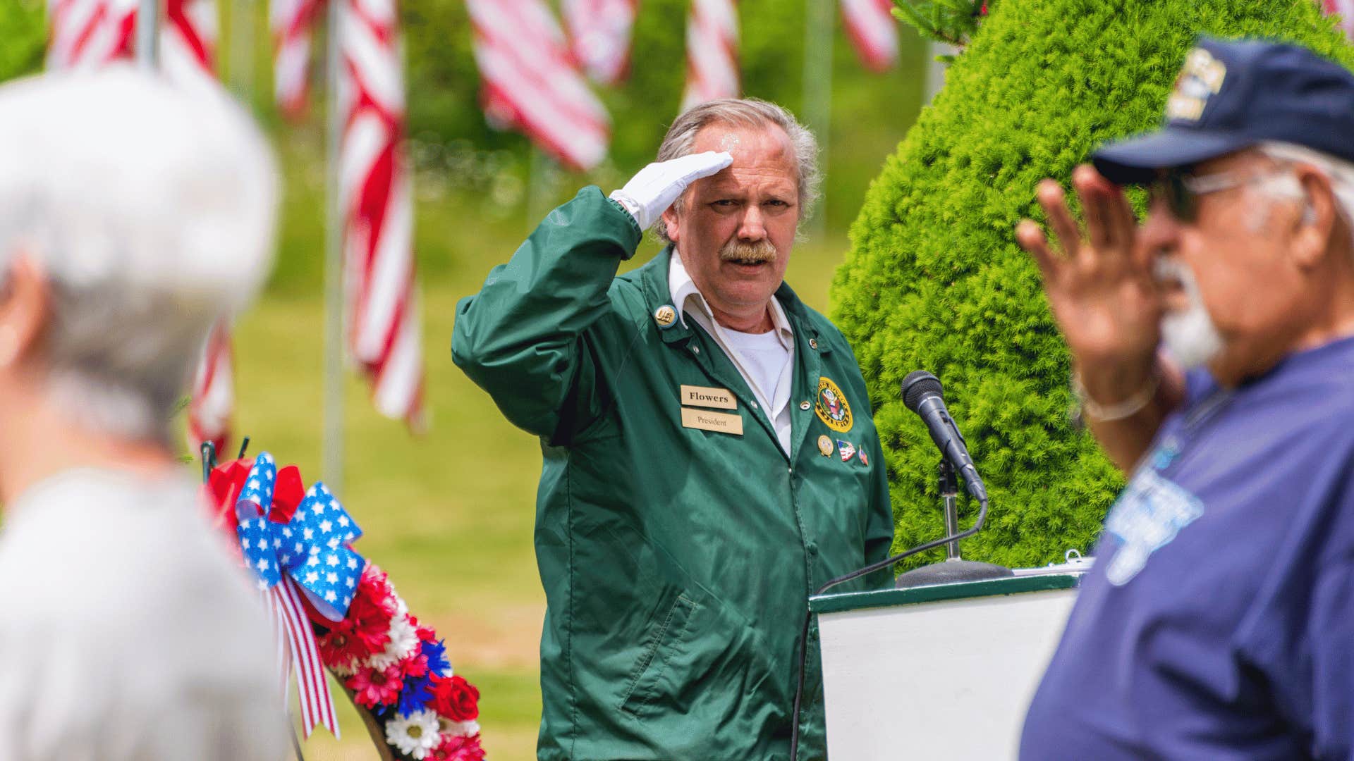 boomer man saluting authority
