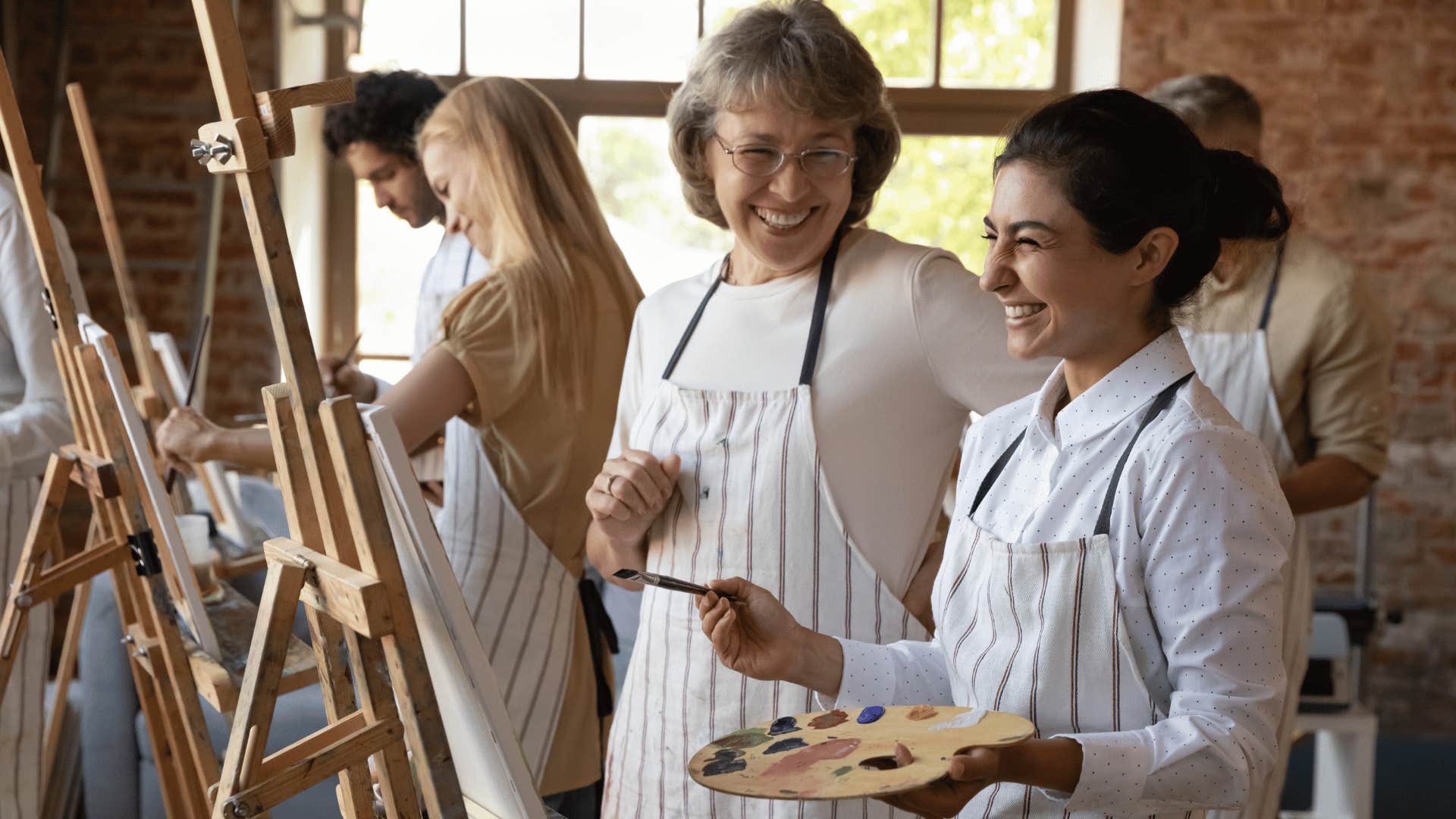creative woman painting