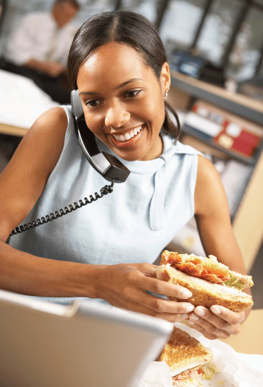 Worker taking lunch noon office rules