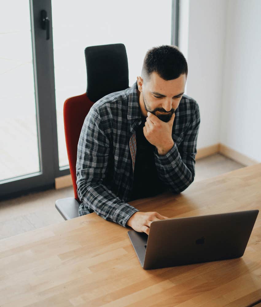 man taking personality test with embarrassing results for new job