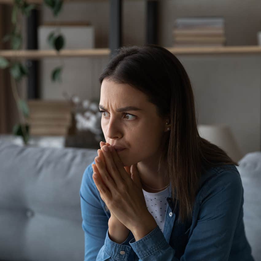 anxious woman who loves the idea of marriage, not her husband