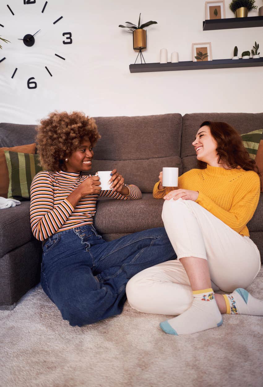 Two women ethically gossiping which is perceived as cruel but is common 