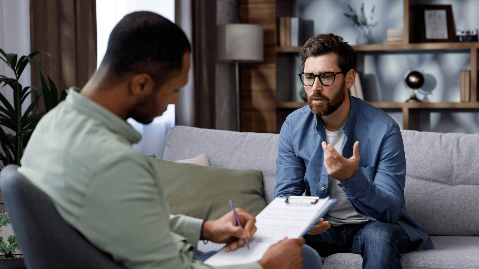 emotionally normal man at therapy