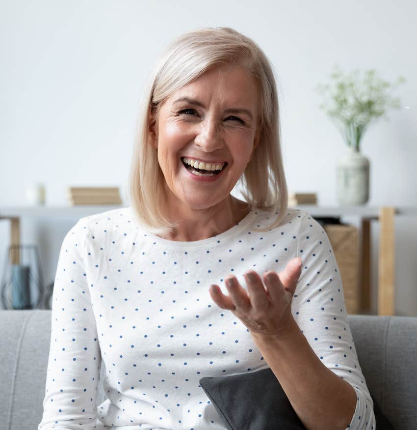 Happy woman is joyful