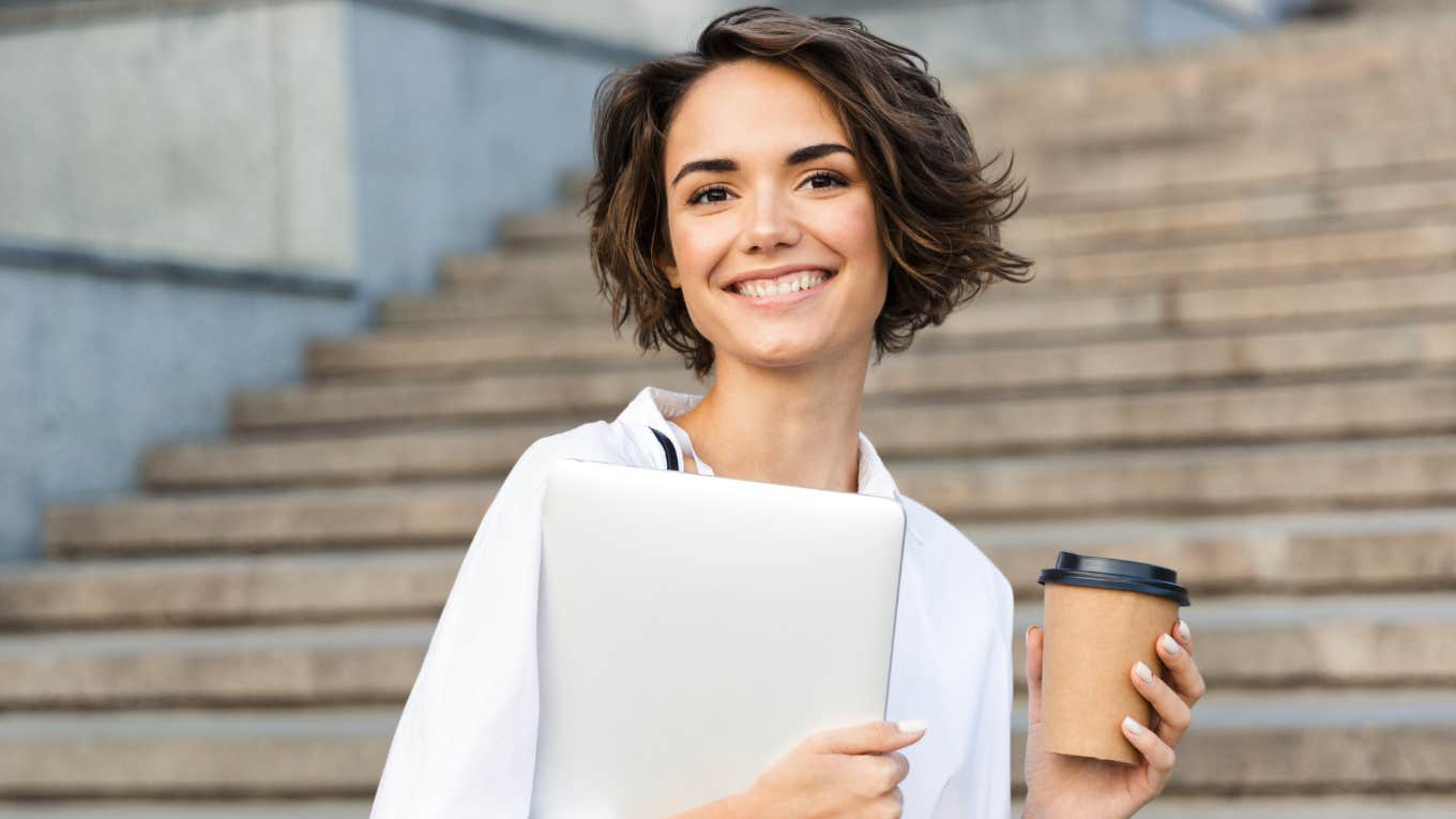 Hot Girl Habits Make Whole Life Better Young woman with laptop practicing hot girl habits for a better life