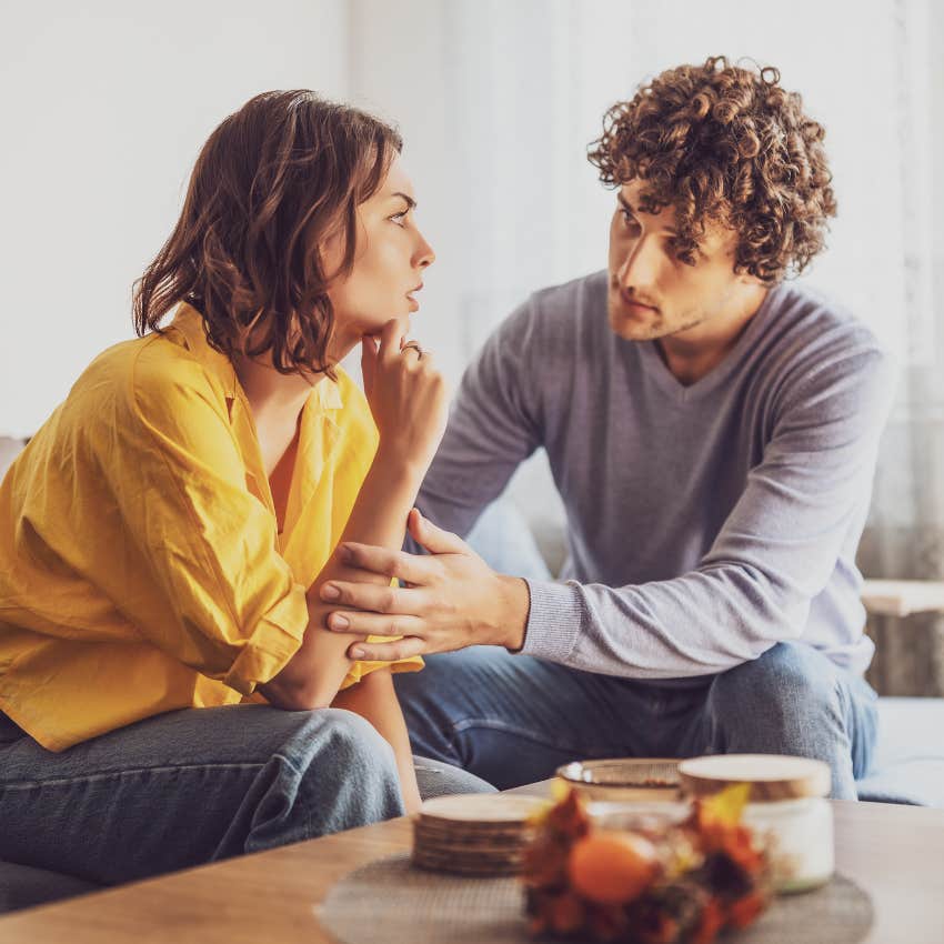 woman talking to man using husband blueprint to choose a spouse