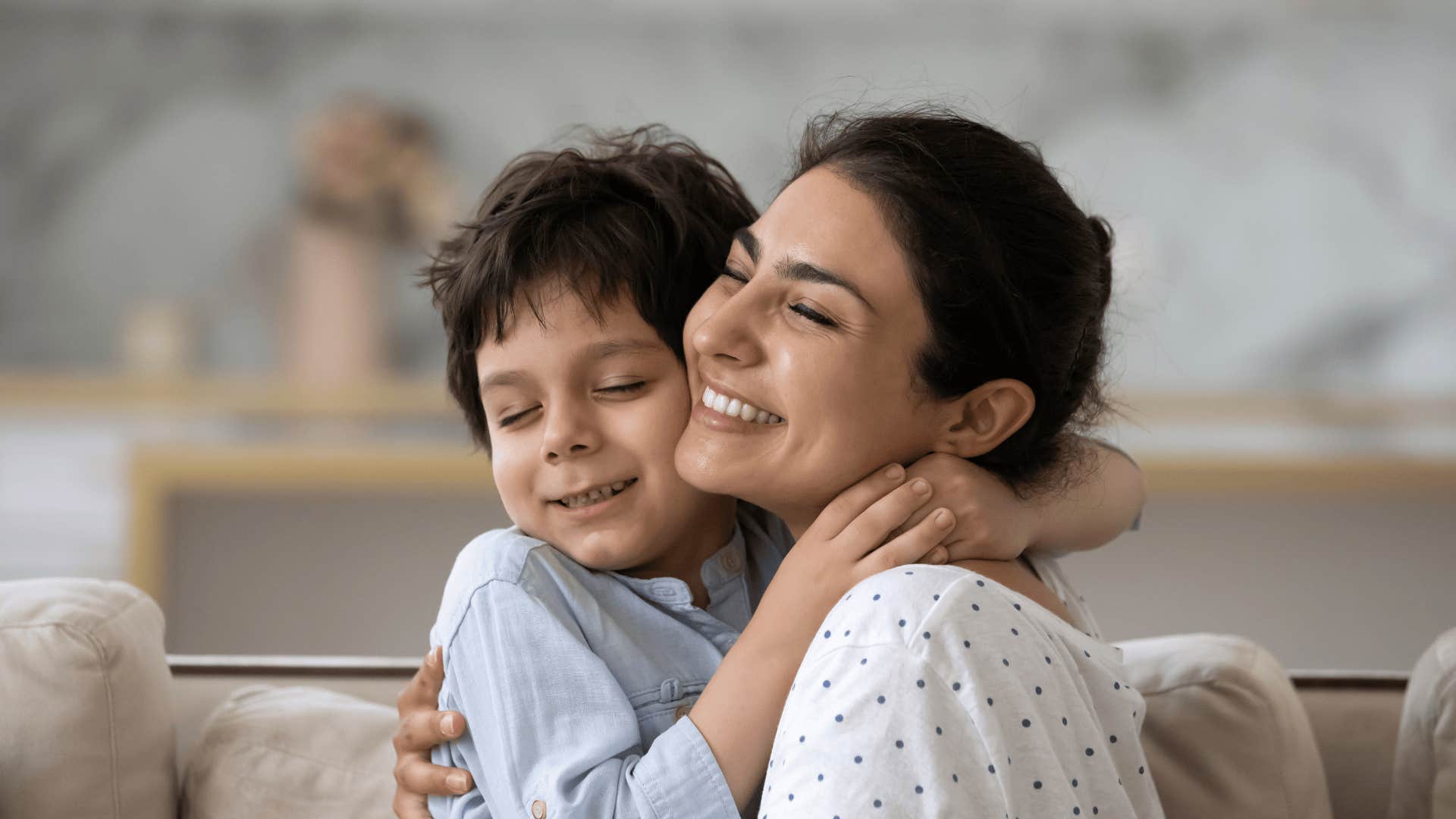 mother hugging son as an incredible side effect of being a parent