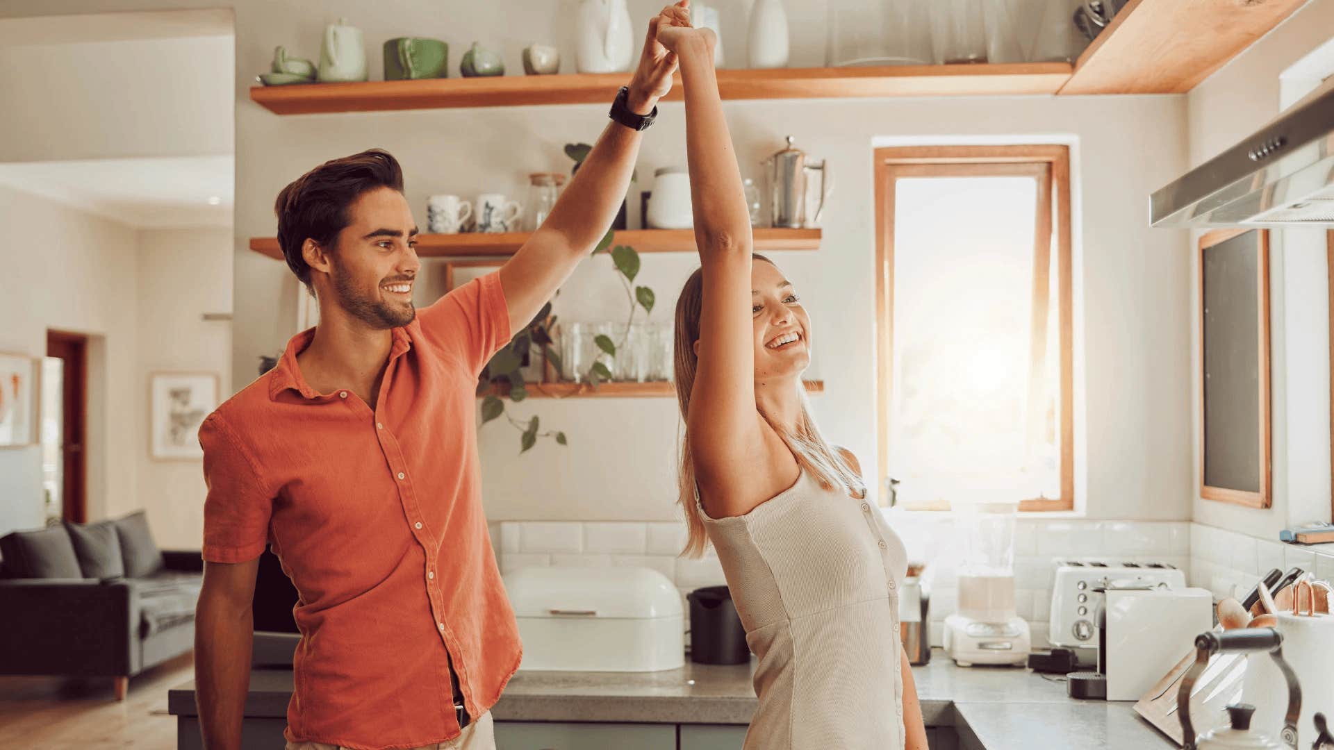 woman dancing with man thinking wow he's different