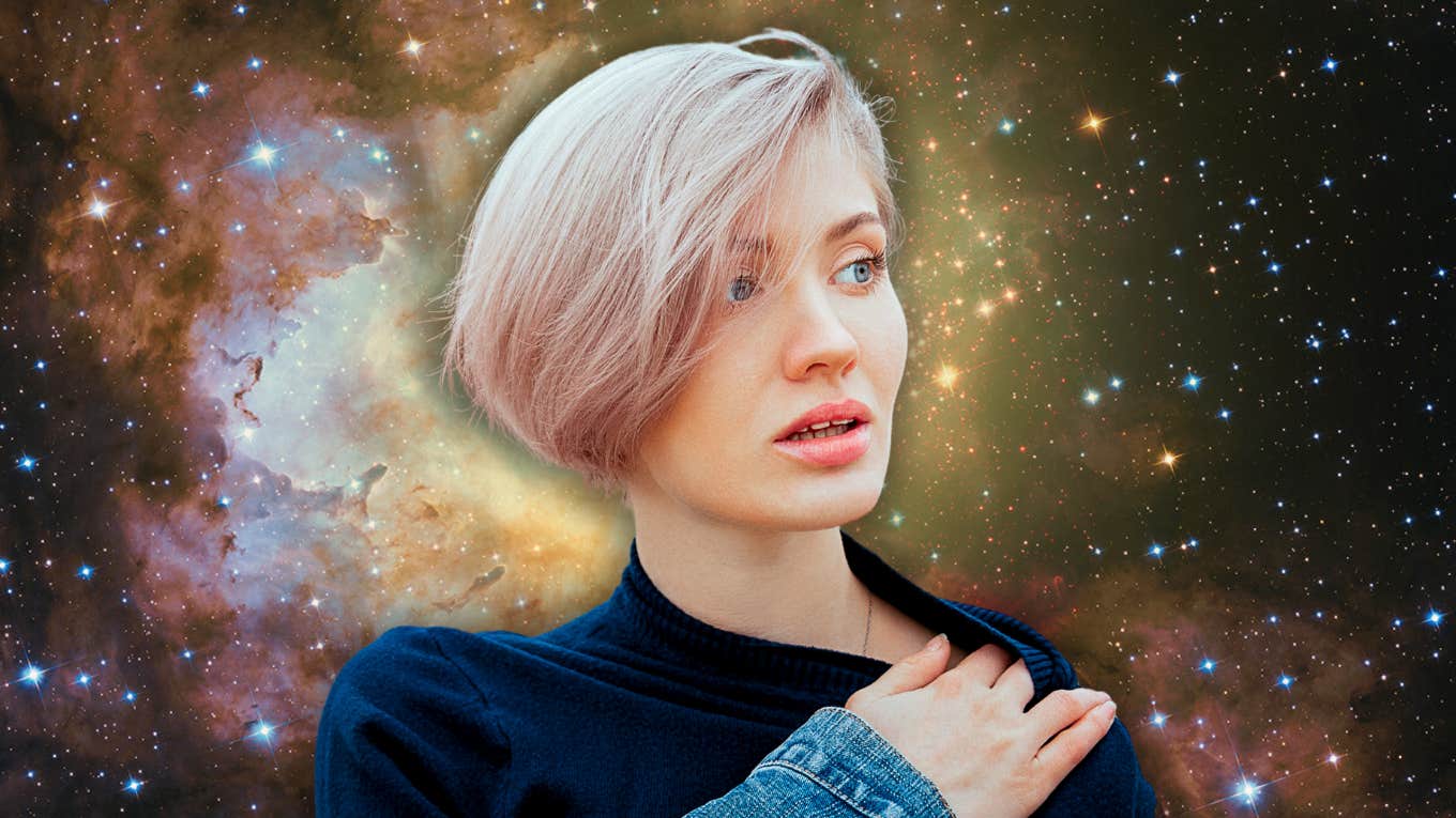 woman using march 29 solar eclipse portal rebirth