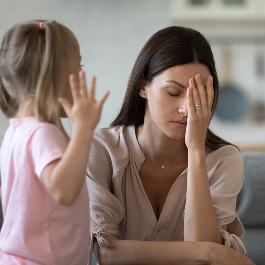 upset woman with child because of failing relationship