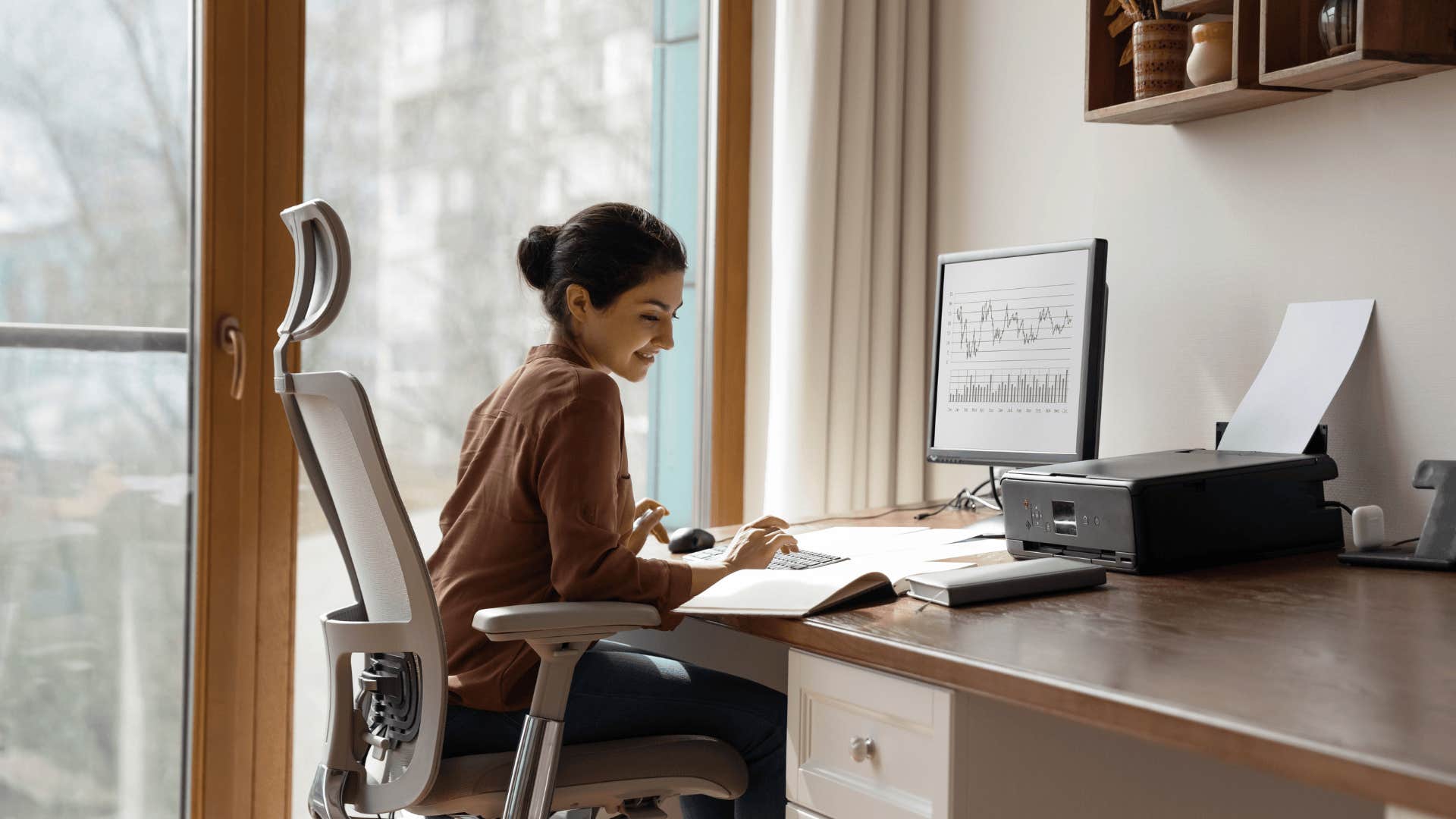 woman working with money mindset of putting herself first