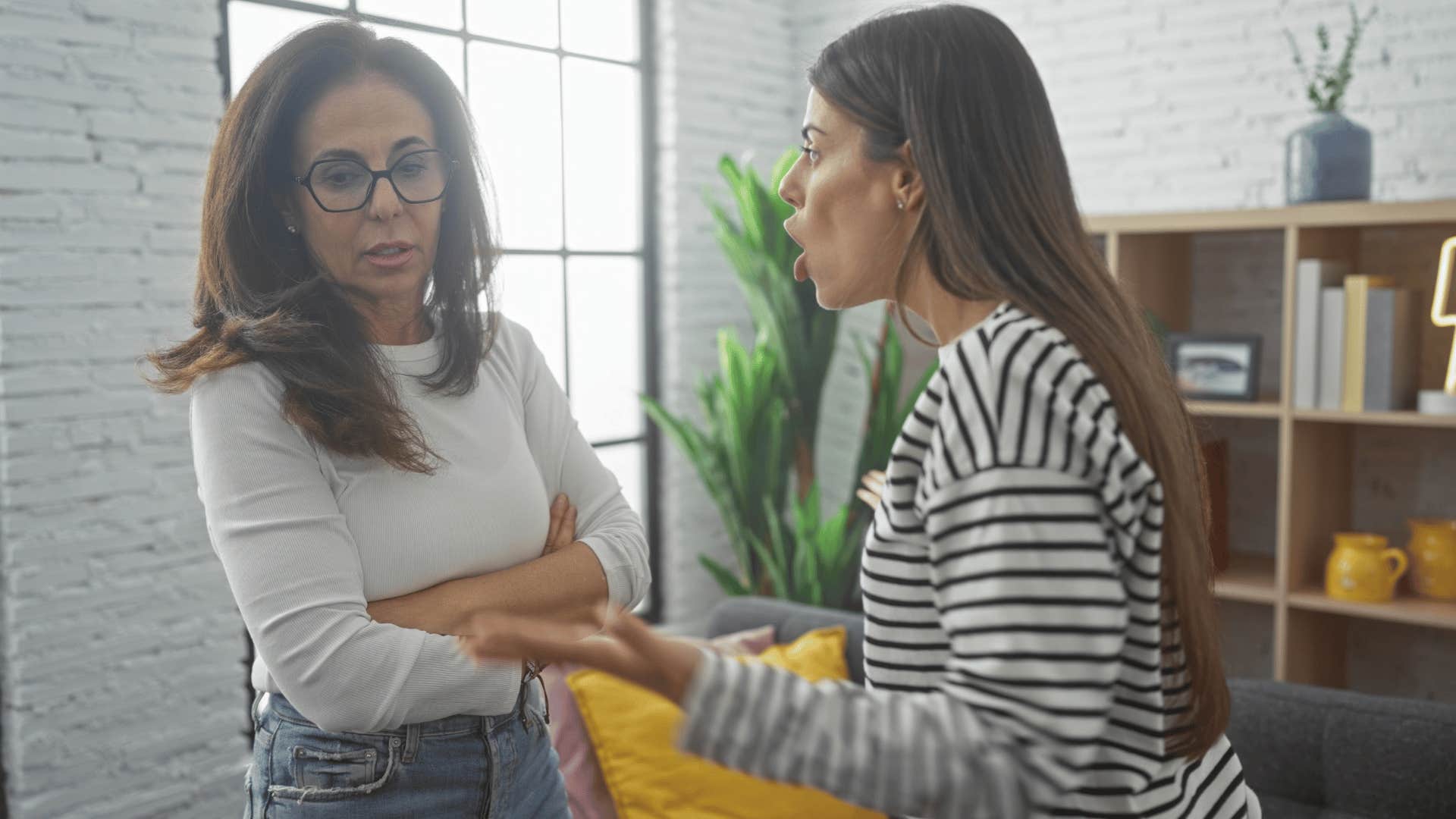 woman yelling at friend for her tone of voice