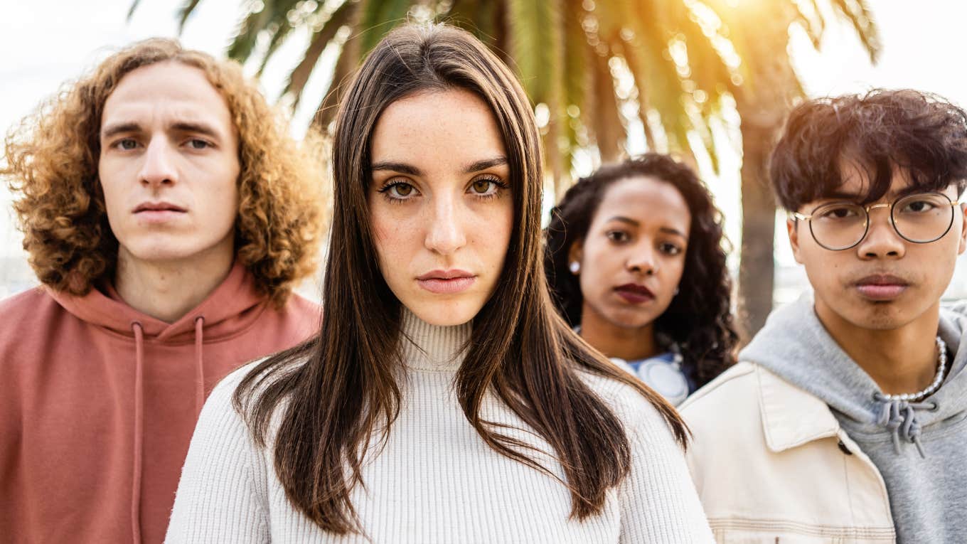 frustrated group of millennial adults