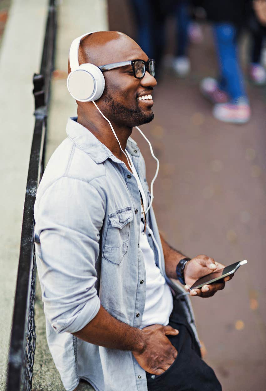 man listening type music stronger brain