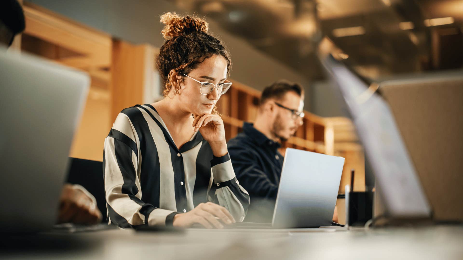 woman working in computer lab