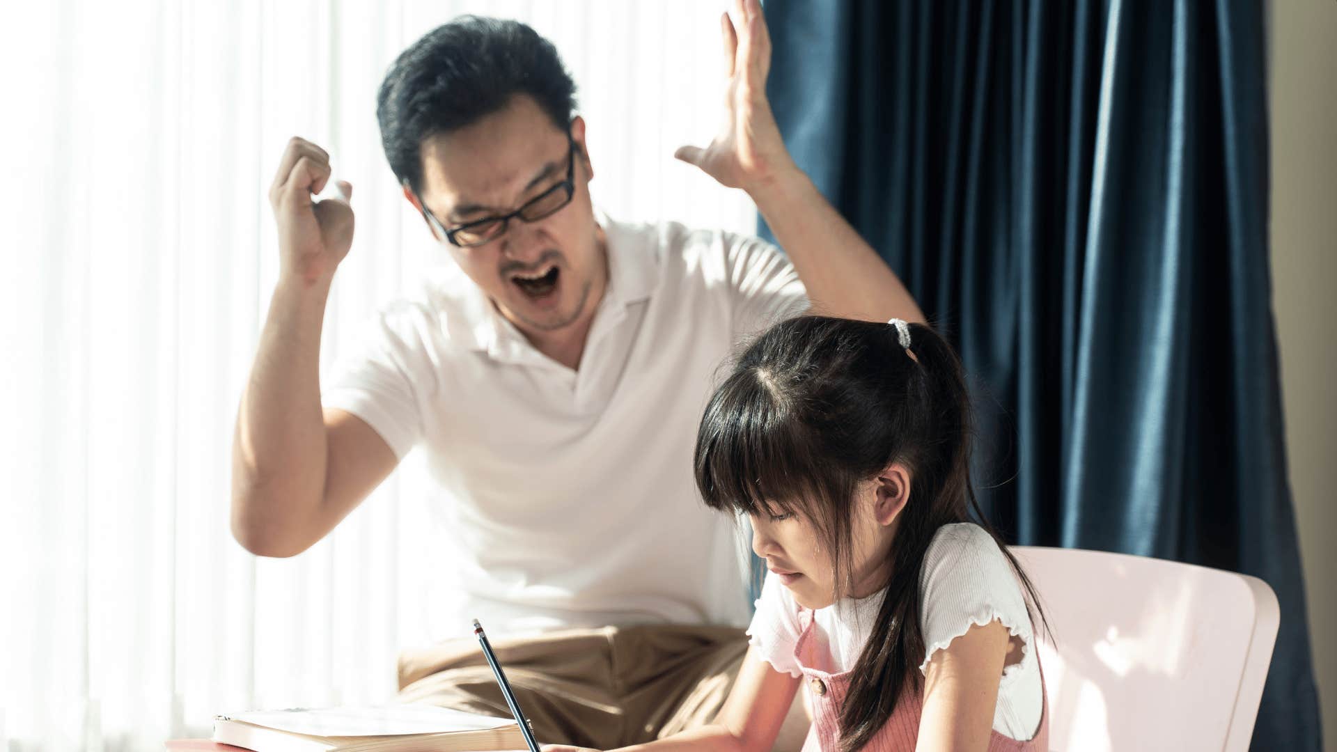 father yelling at duaghter