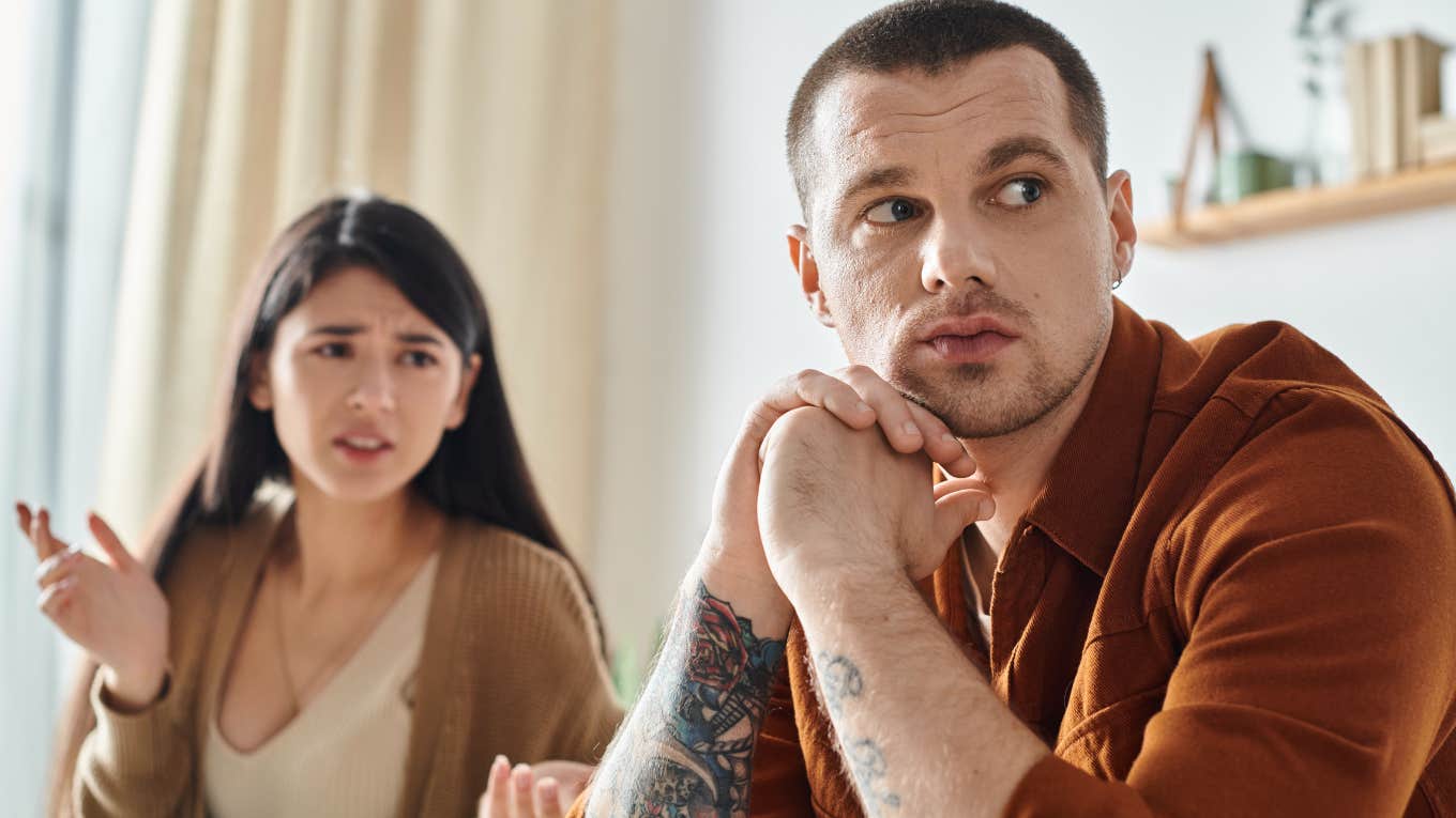 Signs Of A Husband Who Is Settling For Comfort Instead Of True Love distracted husband turned away from annoyed wife