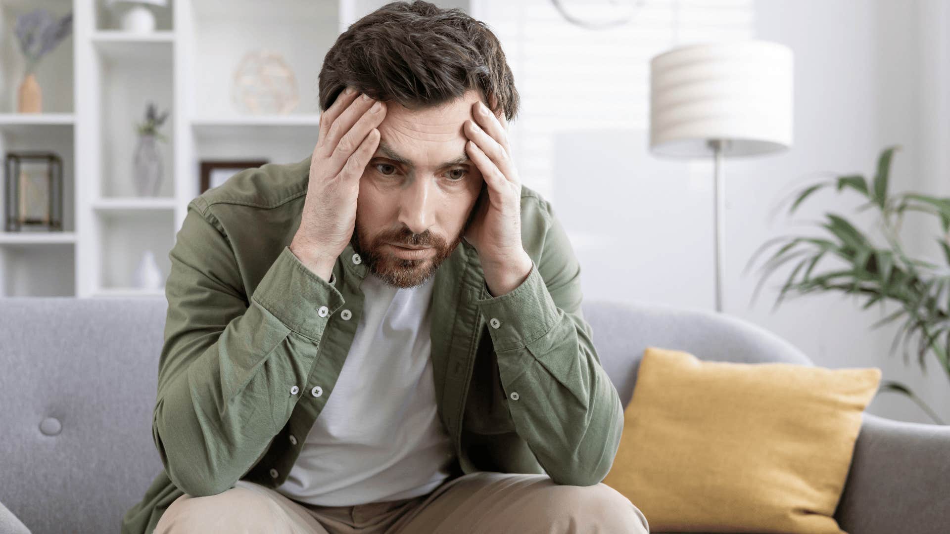 stressed man unable to make a choice