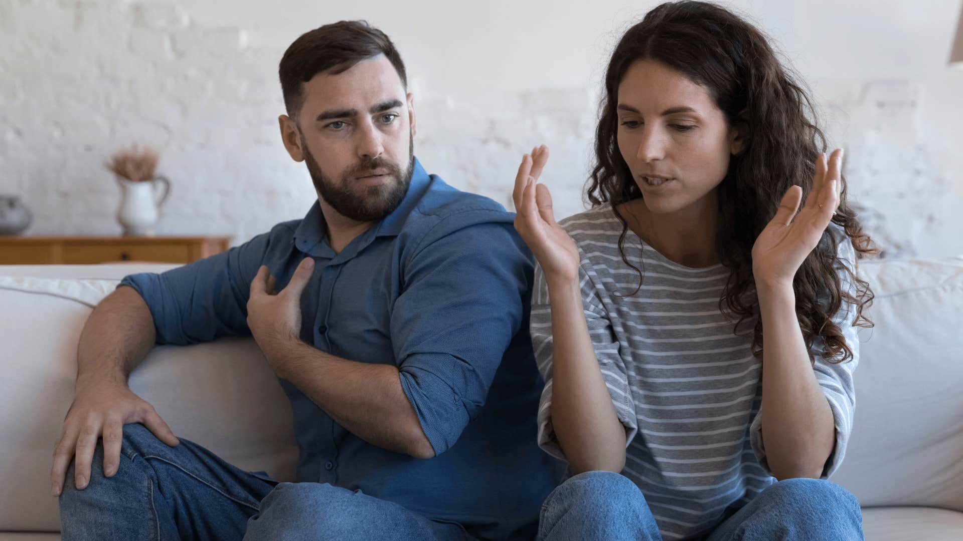 annoyed woman arguing with husband