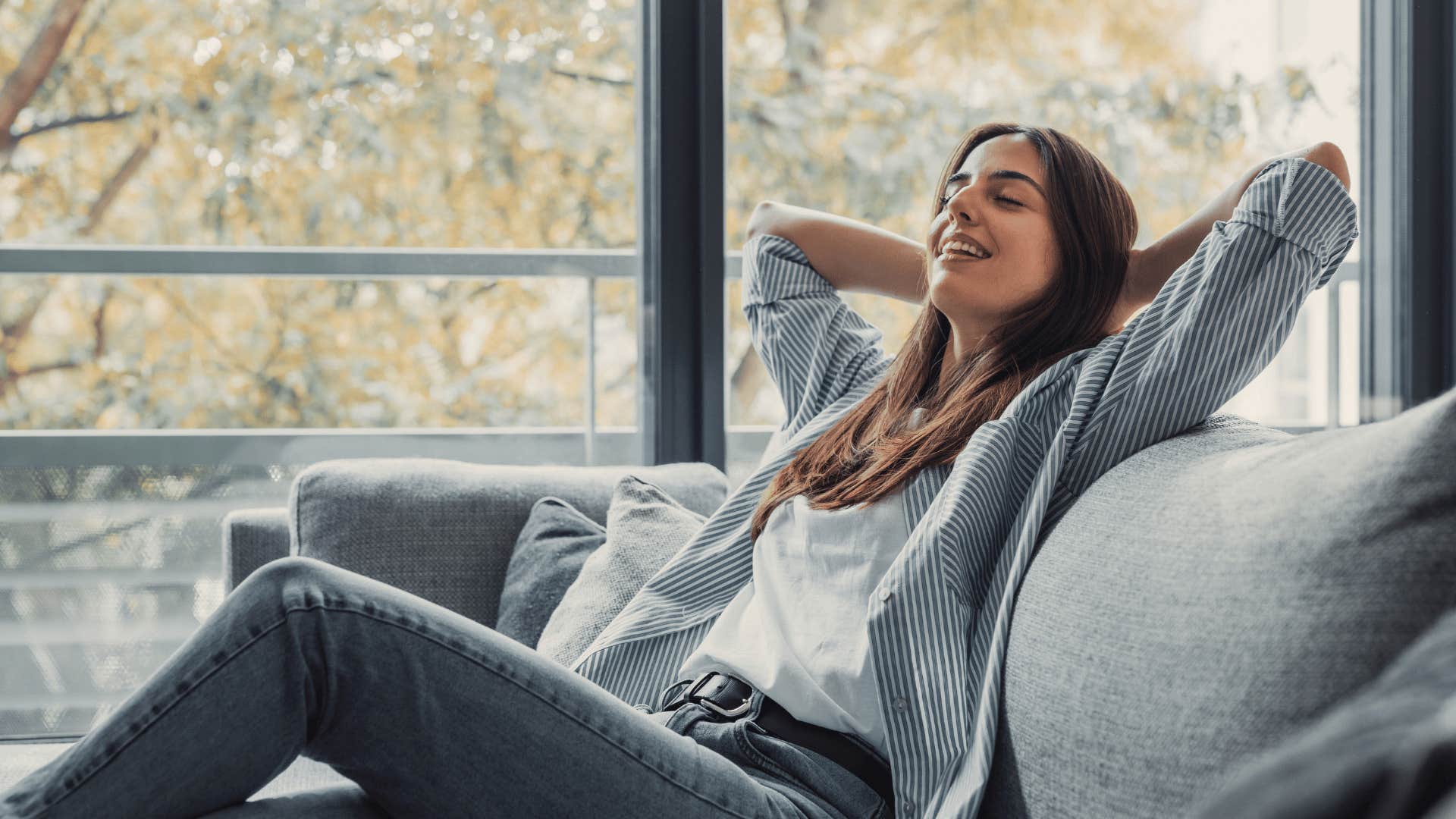 happy woman relaxing