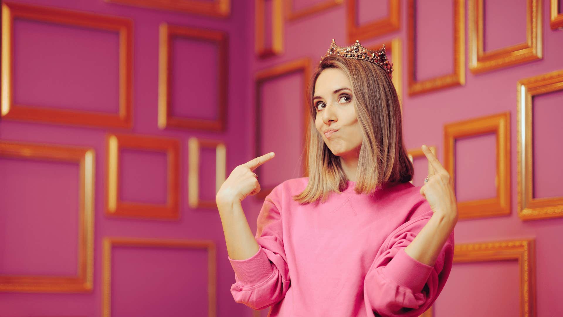 drama queen pointing to herself