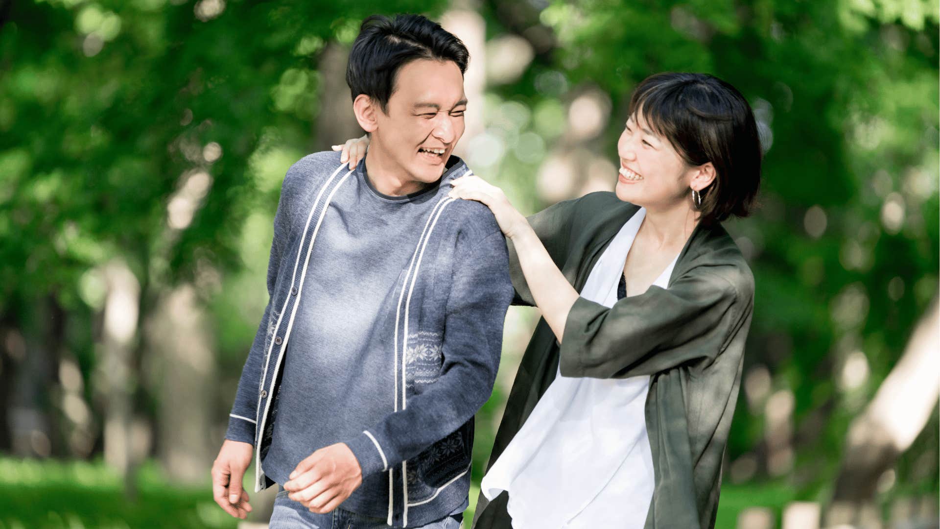 Top-tier husband smiles at wife who has opened his heart