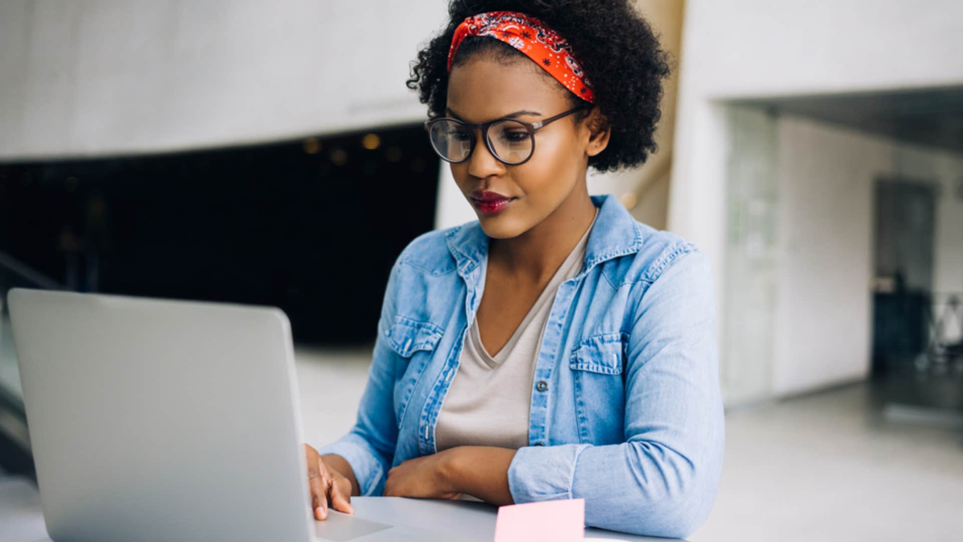 successful woman working diligently