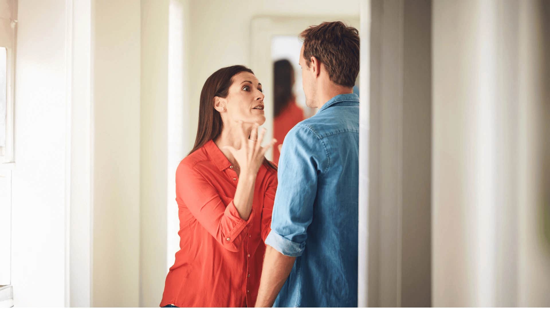 woman arguing with man because of communication trap she fell into