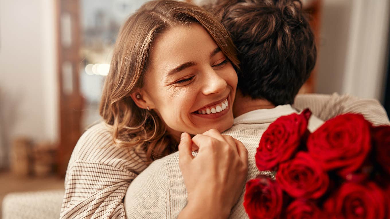 woman hugging a man who provides, not pretends