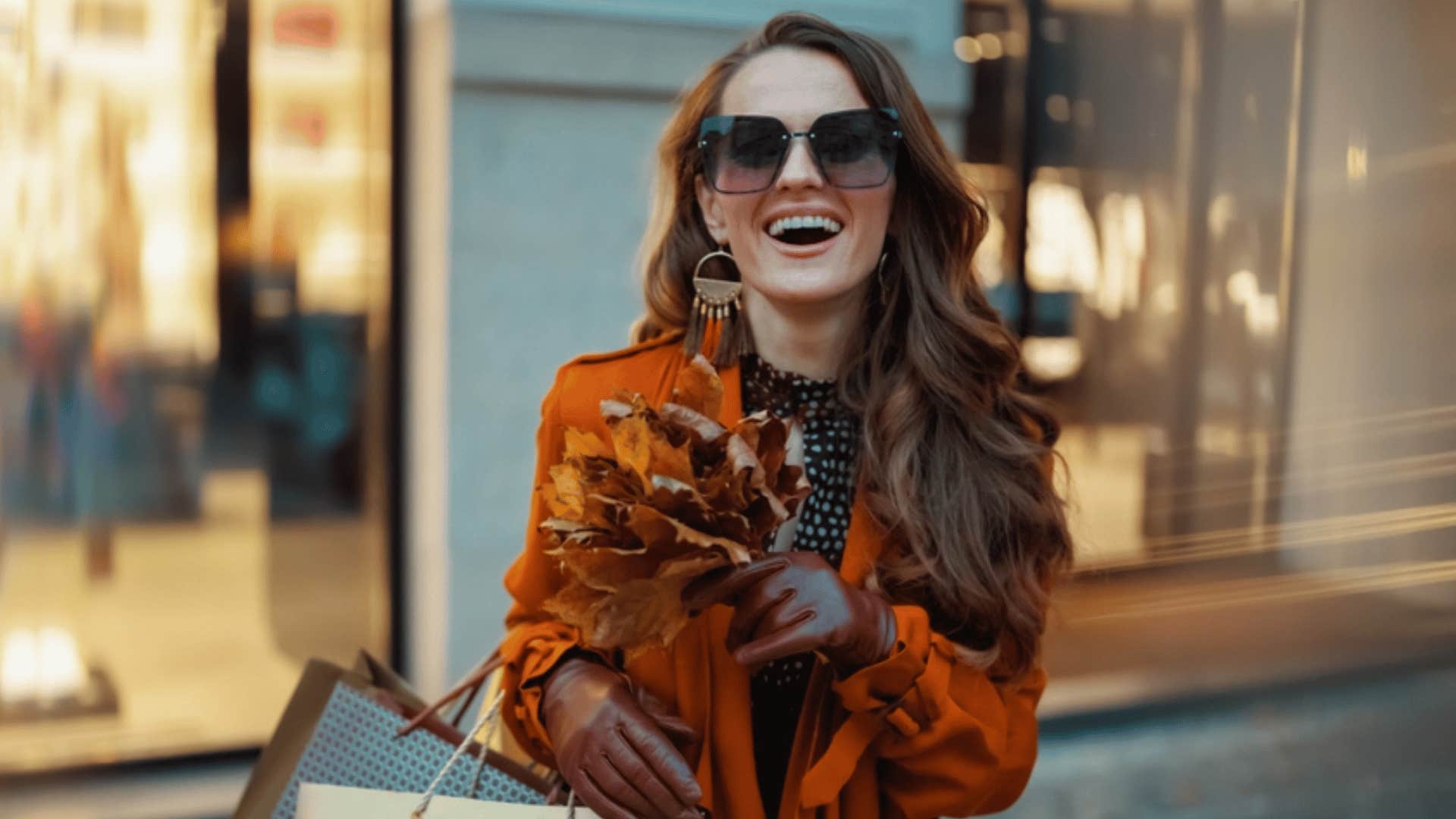 woman showing off material wealth
