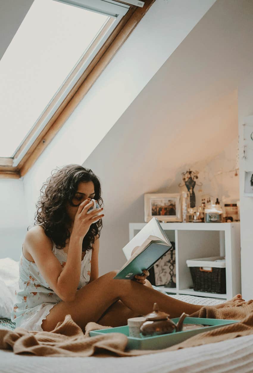 brilliant woman reading instead doomscrolling