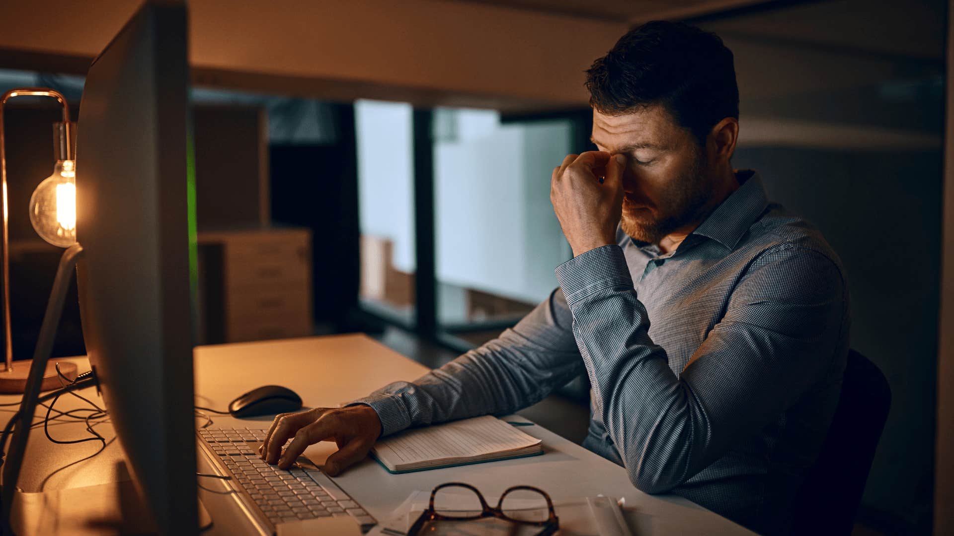 Gen X man working hard even with no sleep