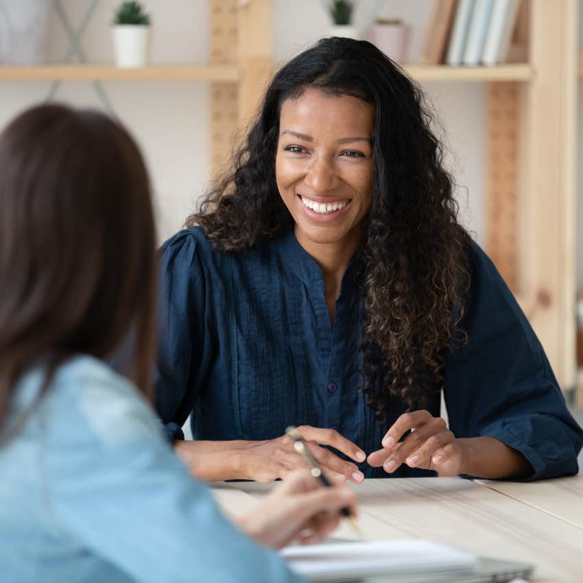 happy woman with manners as ultimate status symbol