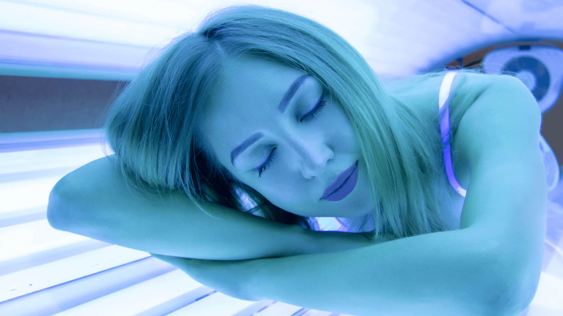 woman in tanning bed