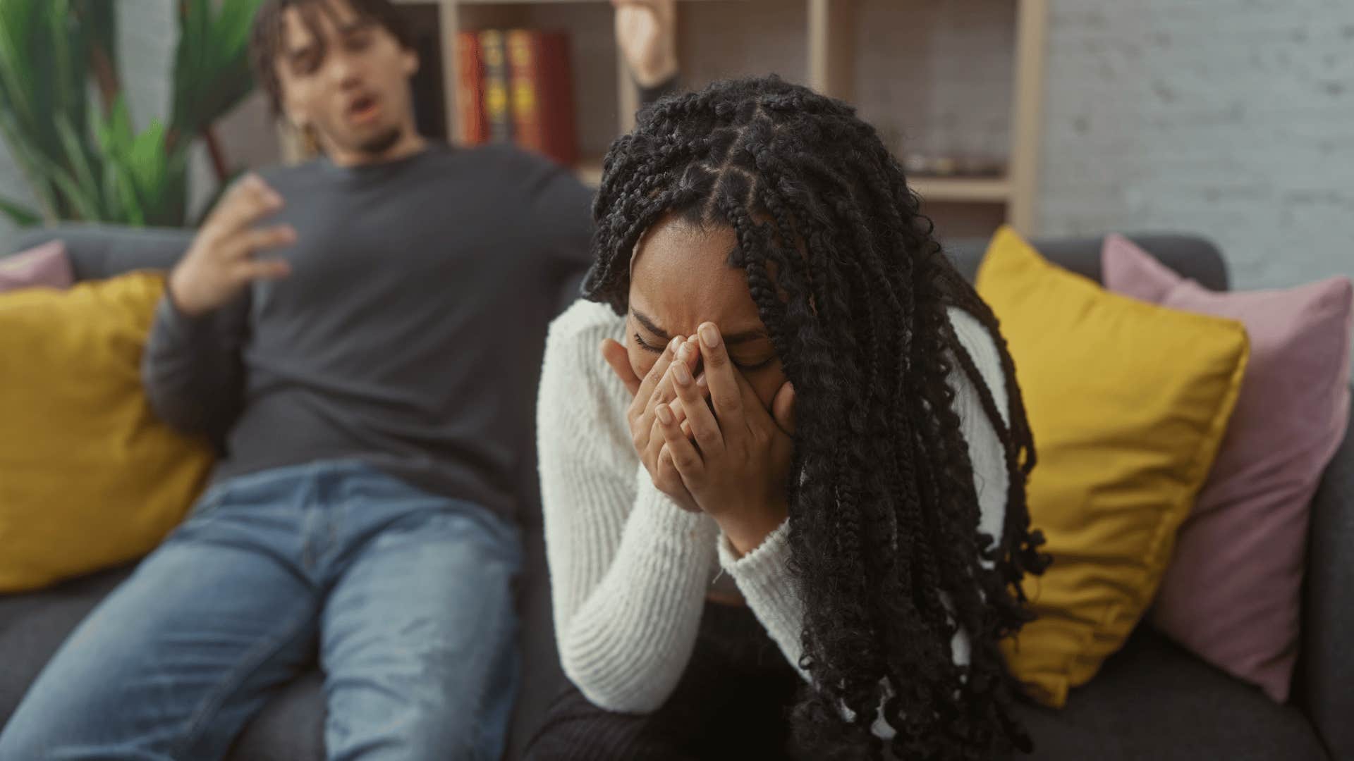 stressed out young woman crying breaking down