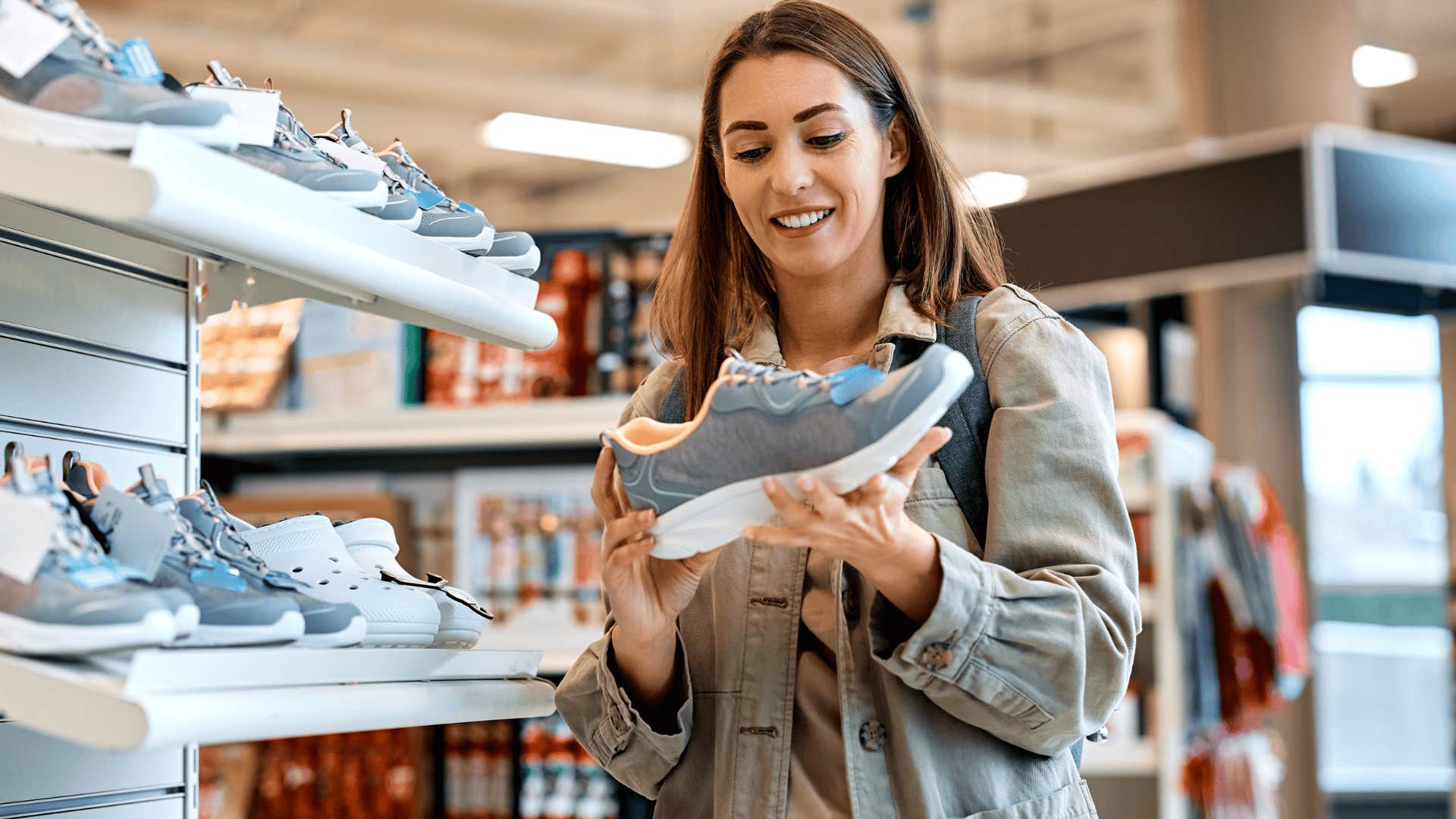 woman with impulsivity issues shopping for shoes