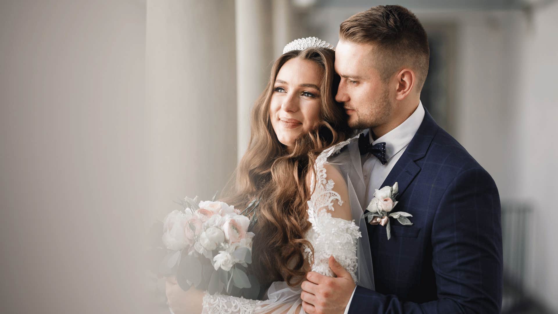 bride and groom on their wedding day
