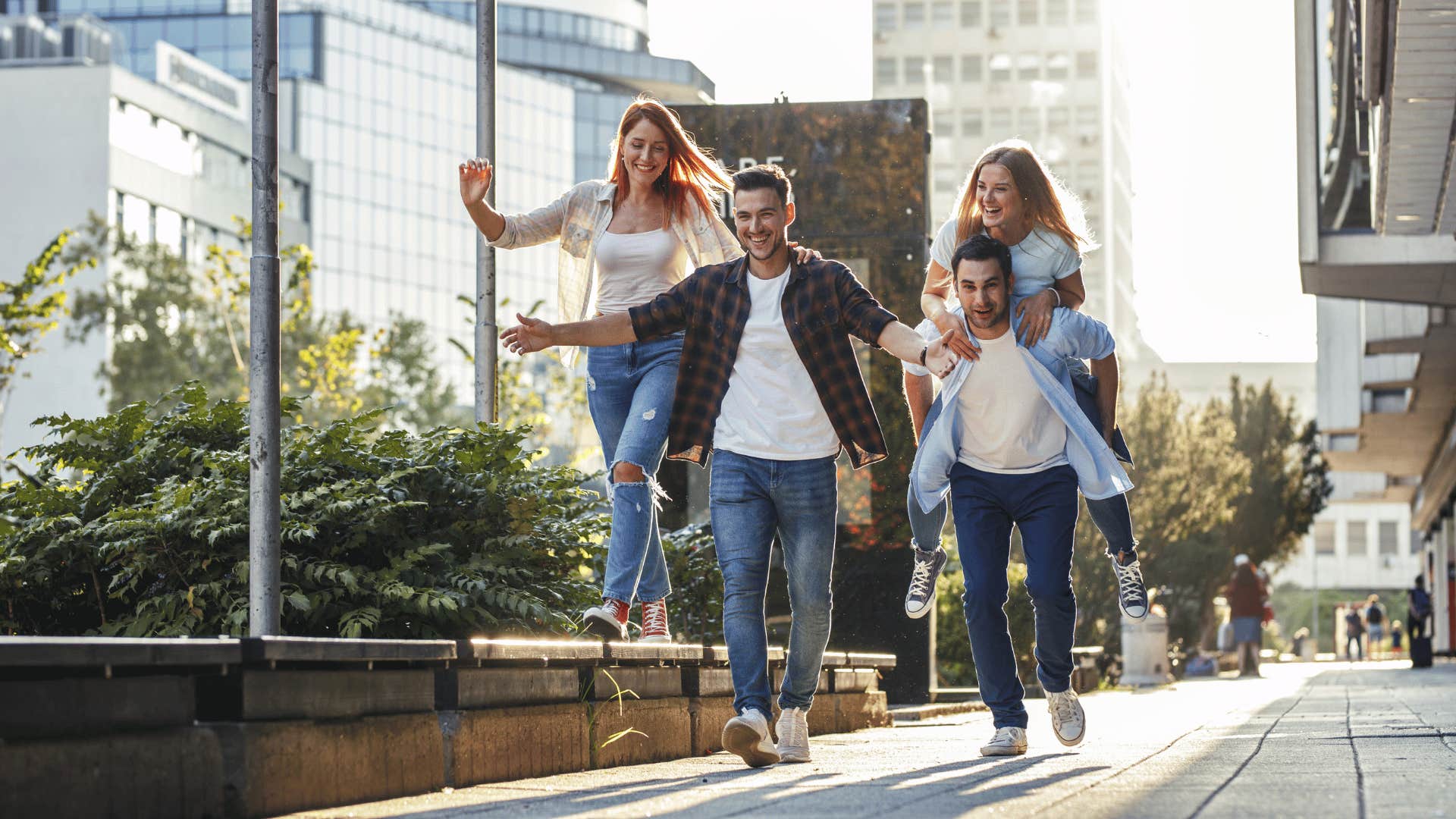 Carefree people plays outside with no memory of trauma