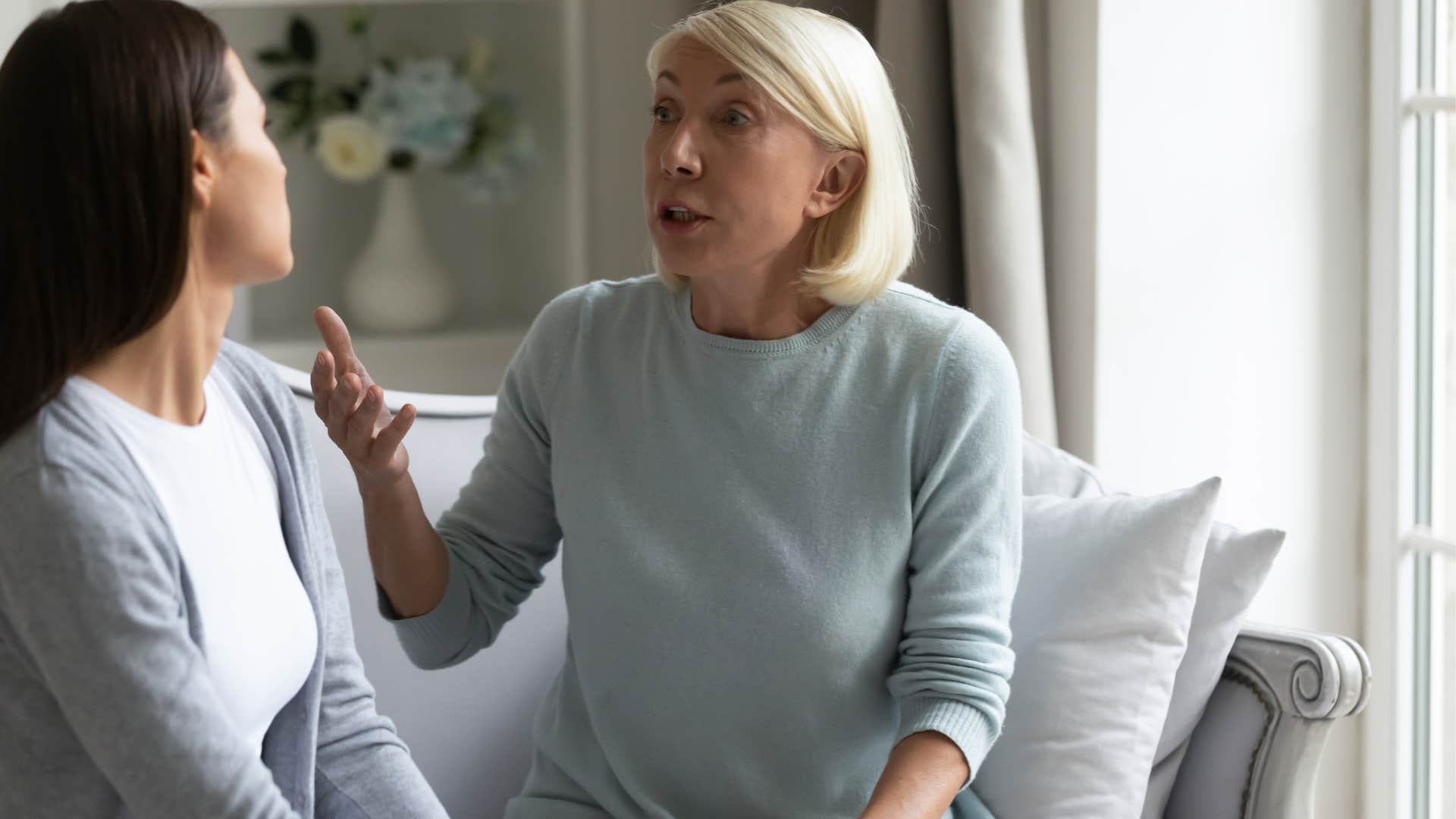 An elderly mother constantly complains to her daughter.