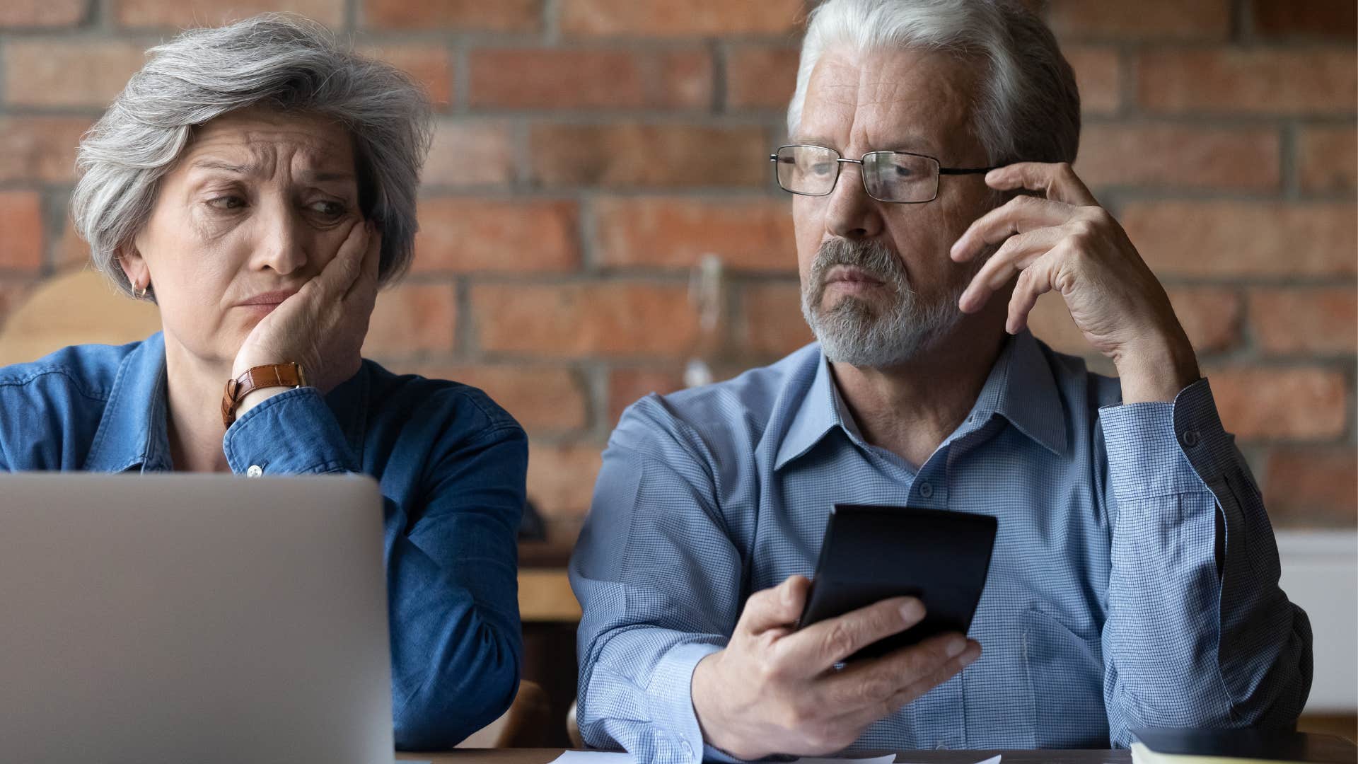An elderly woman waits for her husband to take accountability for their out of control spending.