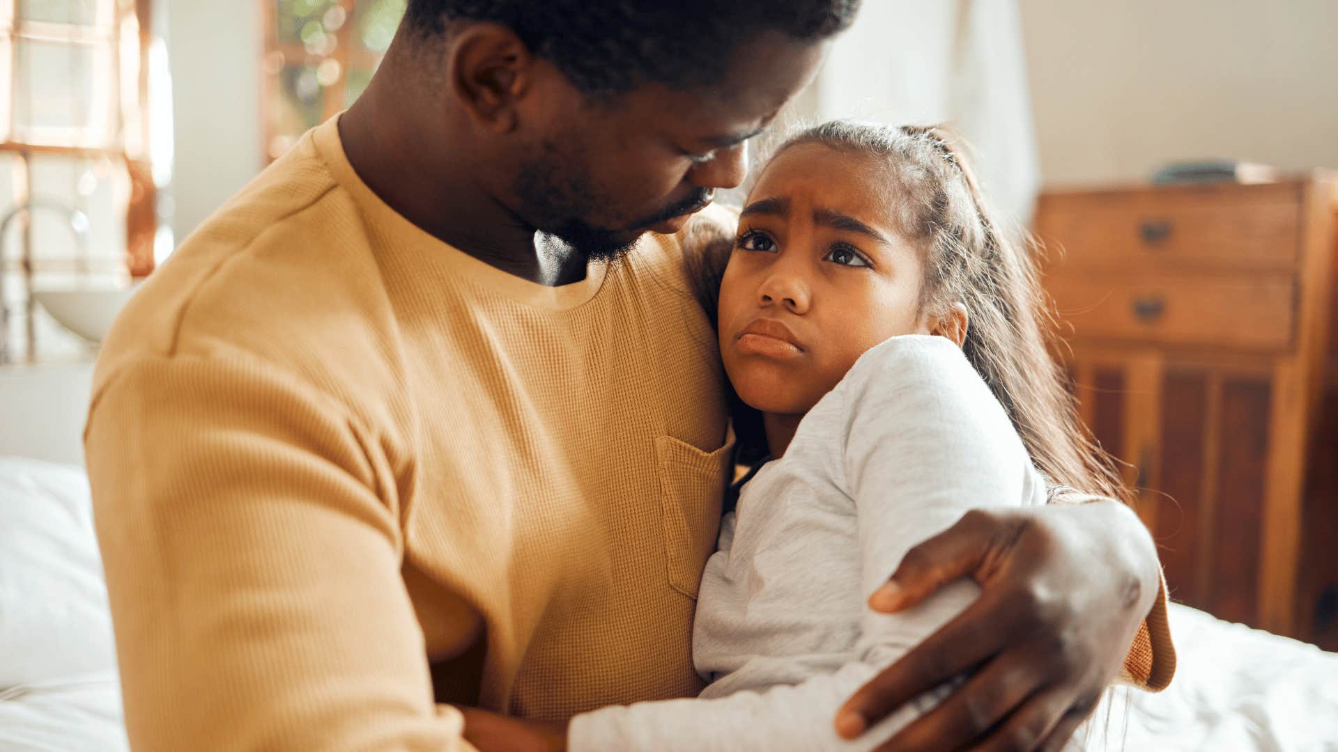 Compassionate father comforts child to break double standard raising children
