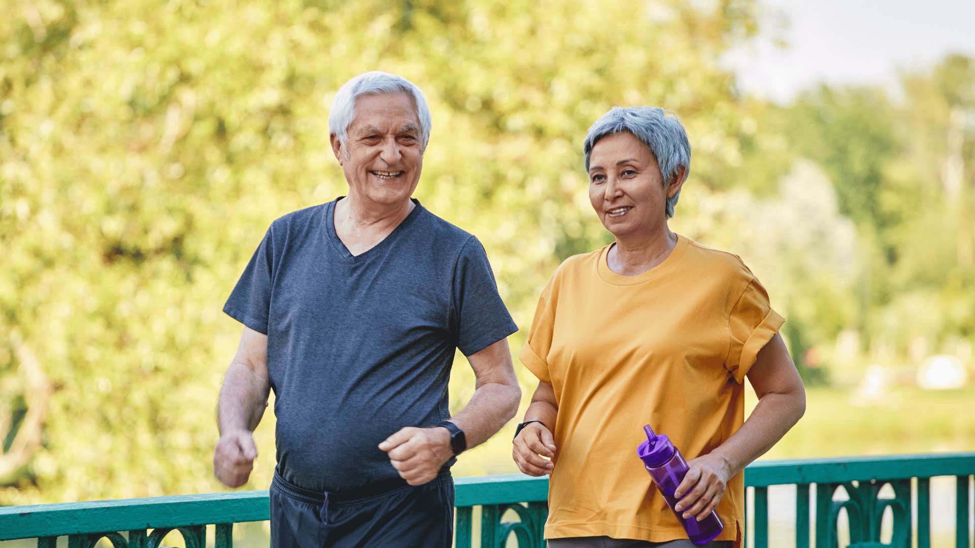 health conscious boomer couple exercising