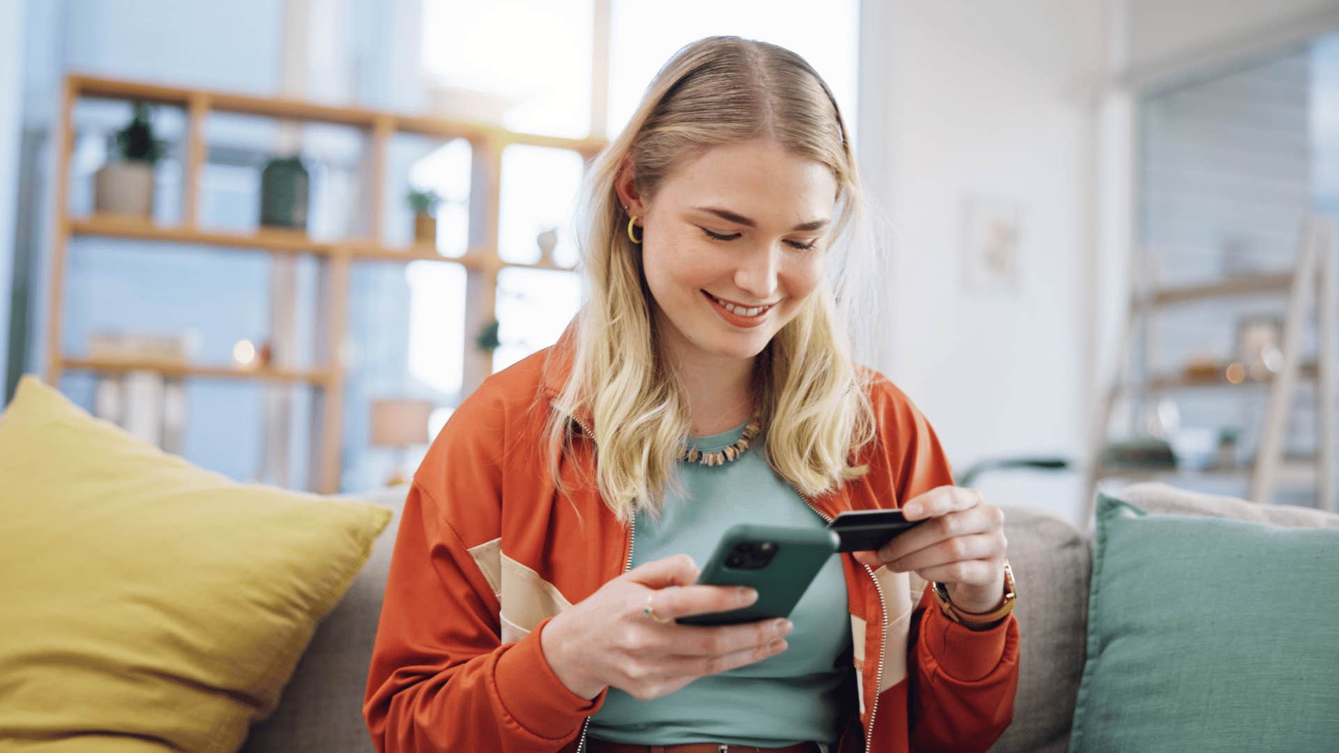 woman online shopping on phone